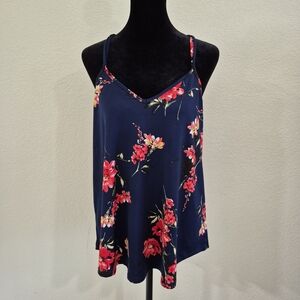 PaperMoon Navy Camisole with Red Floral Design